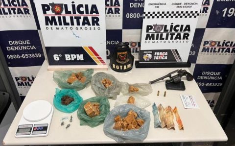 Rotam prende suspeito por tráfico ilícito de drogas e porte ilegal de arma em Cáceres