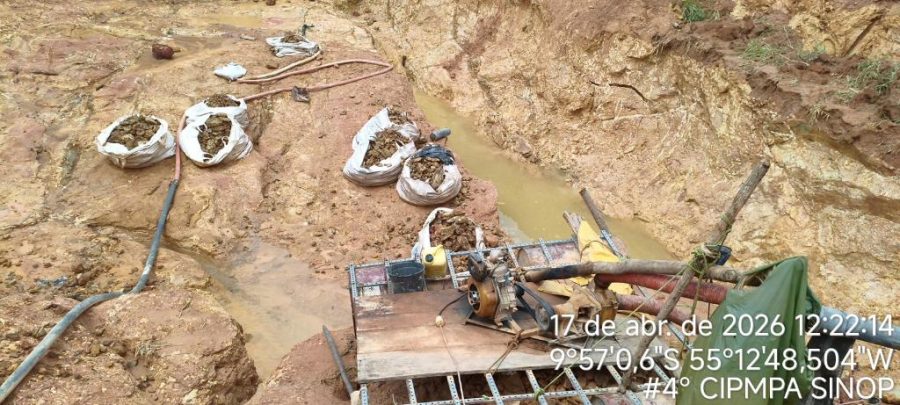 Polícia Militar prende homem e fecha garimpo ilegal em Novo Mundo