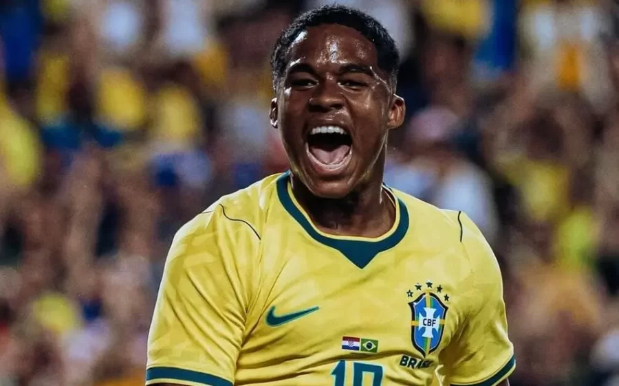 Destaque na vitória do Brasil, Endrick comenta relação com Ancelotti: ‘Gosta muito de mim’