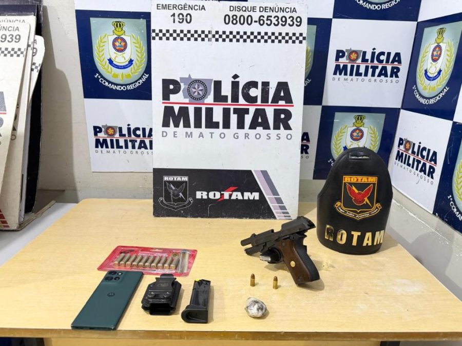 Rotam prende dois homens e apreende pistola em Cuiabá