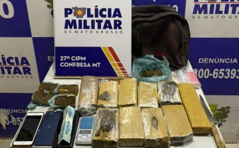 PM apreende 10 tabletes de maconha e prende quatro faccionados em Confresa