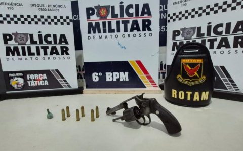 Polícia Militar apreende arma de fogo e conduz três suspeitos em Cáceres