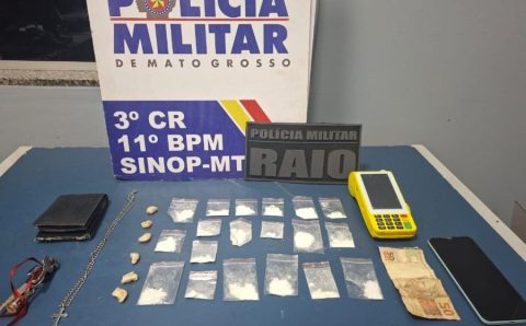 Companhia Raio apreende porções de cocaína e prende homem por tráfico em Sinop
