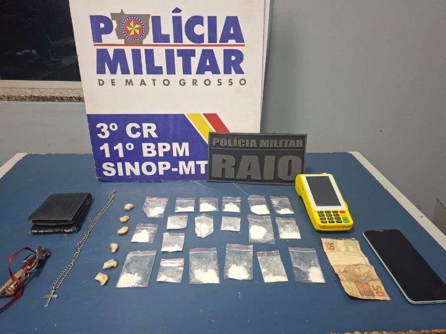 Companhia Raio apreende porções de cocaína e prende homem por tráfico em Sinop