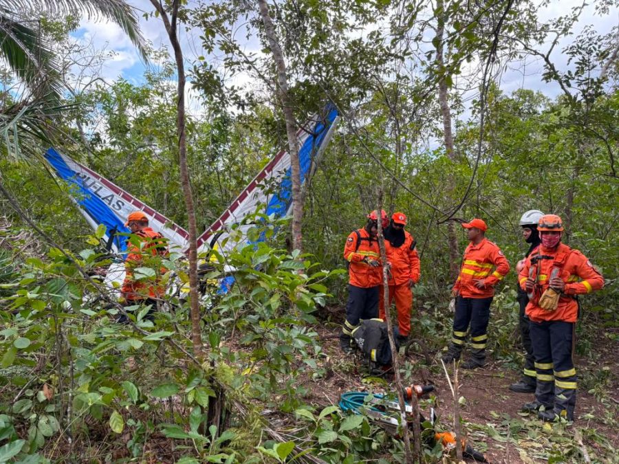 Bombeiros localizam destroços de ultraleve e corpo de vítima após acidente aéreo